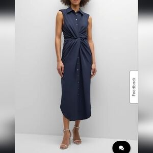 $395 Cinq a SeptCatalina Sleeveless Twisted Midi Shirtdress